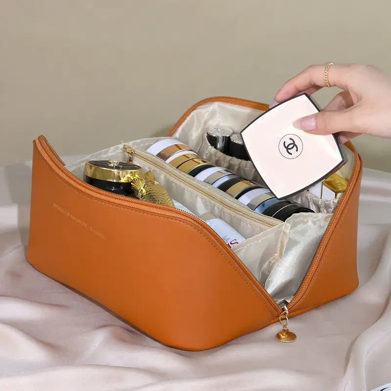 Lg Waterproof Cosmetic Bag with Dividers and Handle