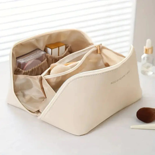 Lg Waterproof Cosmetic Bag with Dividers and Handle