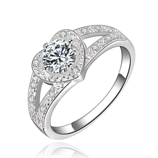 Whispers of Love: Elegant Heart Ring in Silver