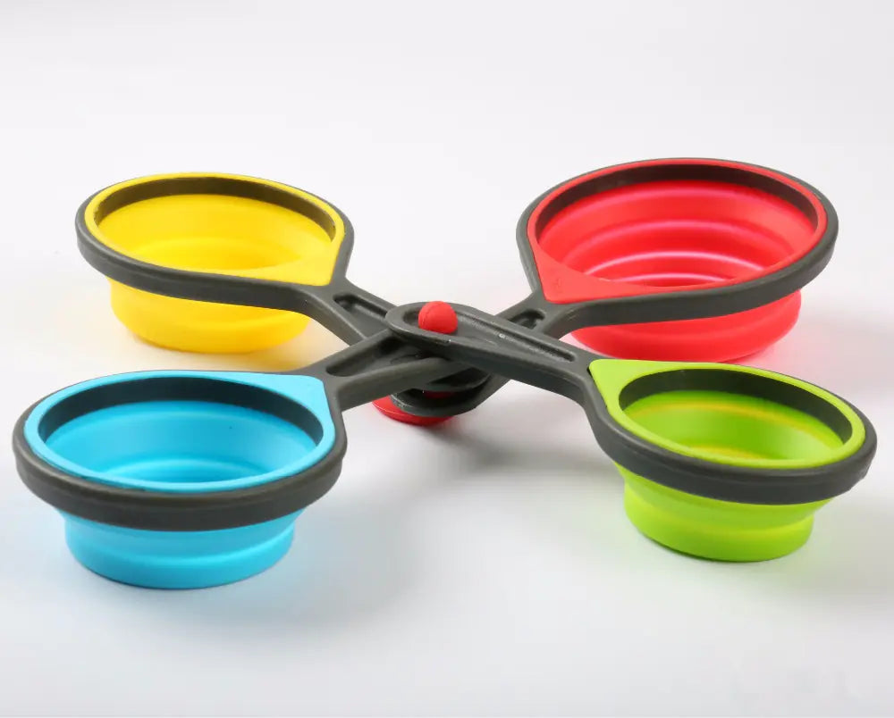 Silicone Folding Measuring Cup and Spoon Set (4 Pieces)
