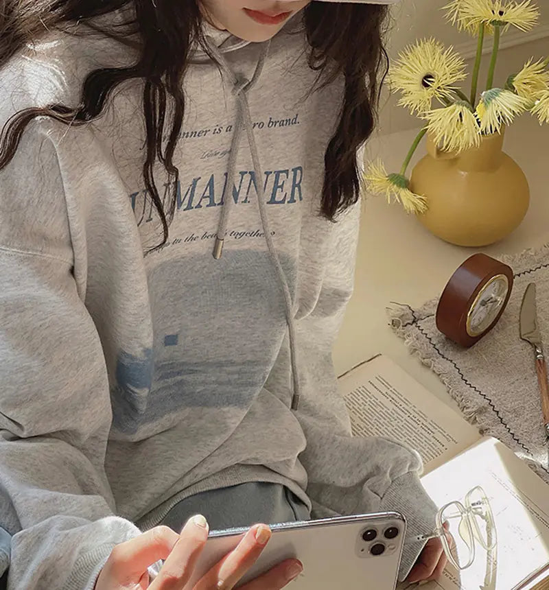 American Vintage Plus Size Hoodie with Letter Print