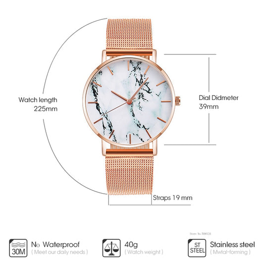 Rose Gold Marble Wristwatch