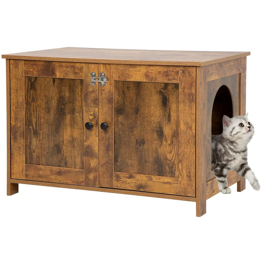 Wooden enclosed Cat litter box