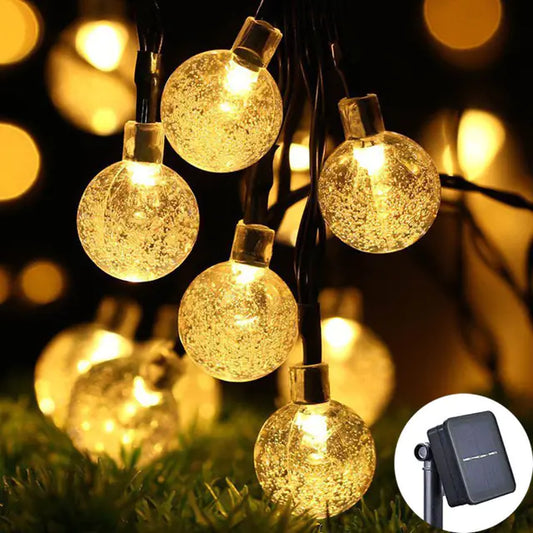 Solar Crystal Ball LED String Lights for Outdoors