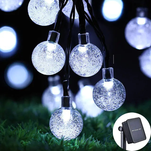 Solar Crystal Ball LED String Lights for Outdoors