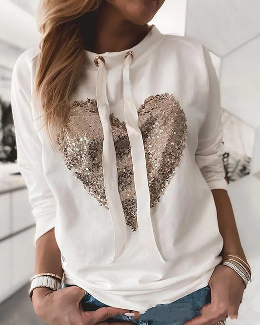 Sequin Patch Long-Sleeved Sweat