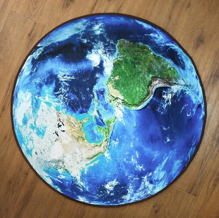 Moon,Earth Round Rug