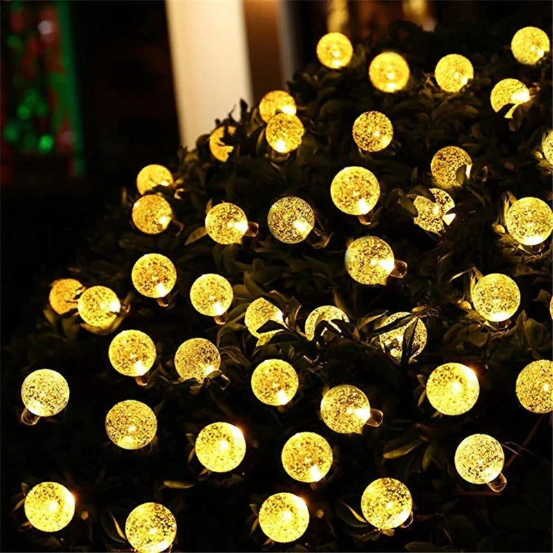 Solar Crystal Ball LED String Lights for Outdoors
