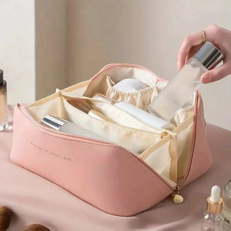 Lg Waterproof Cosmetic Bag with Dividers and Handle