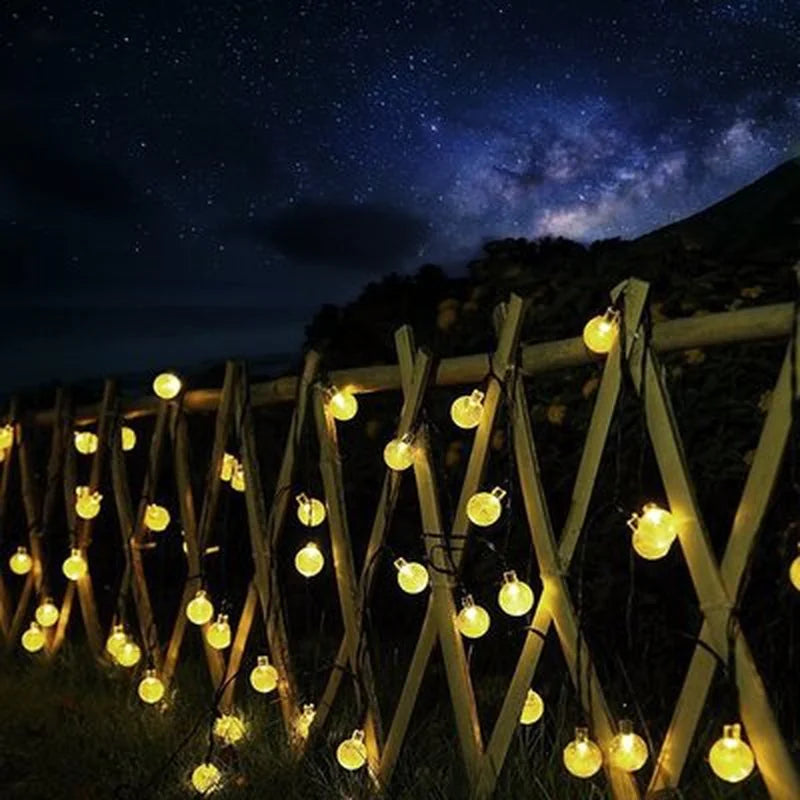 Solar Crystal Ball LED String Lights for Outdoors