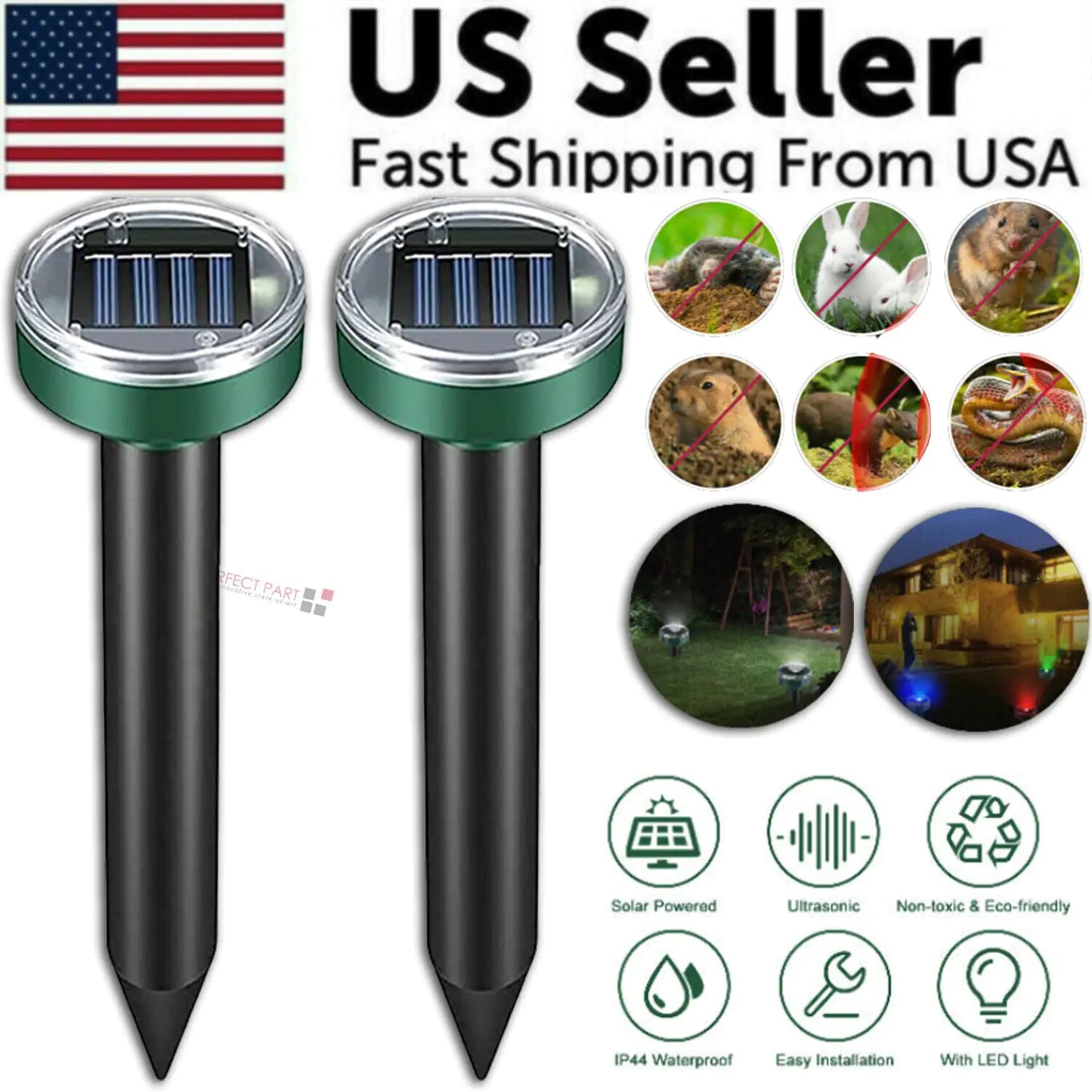 Solar Power Outdoor LED 2PK