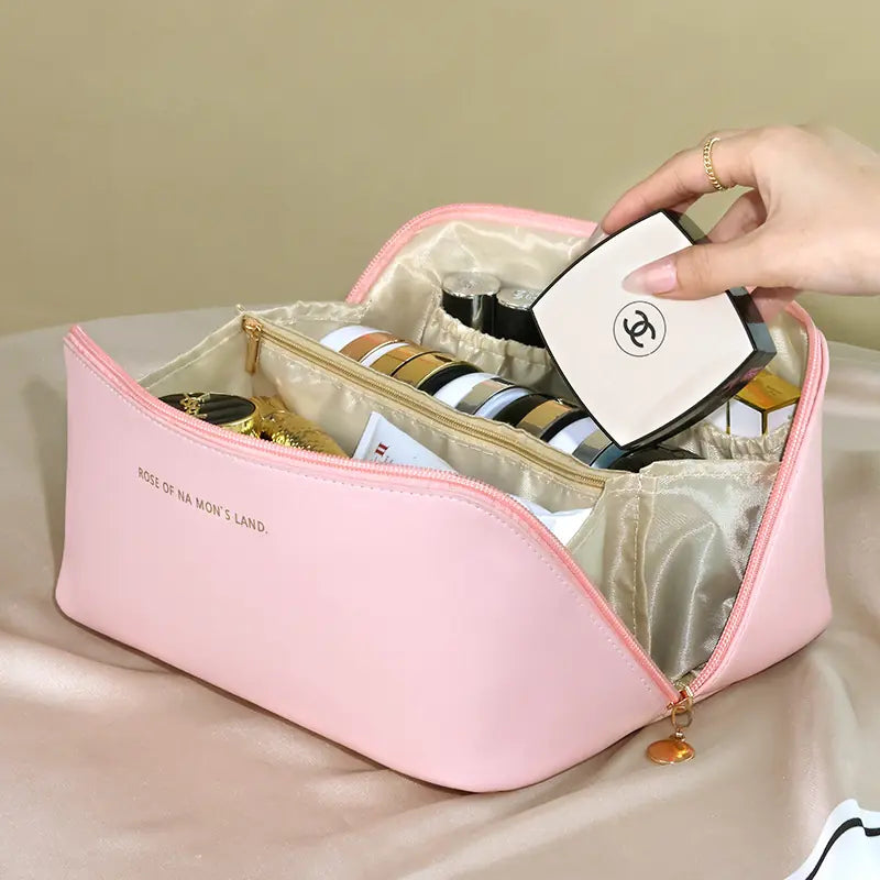 Lg Waterproof Cosmetic Bag with Dividers and Handle