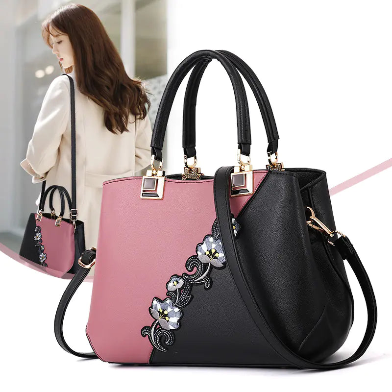 Fashionable Color-Block Women's Handbag and Shoulder Bag