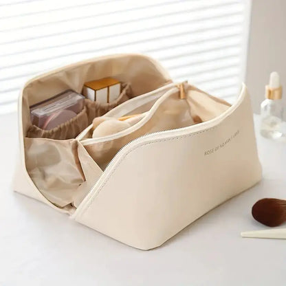 Lg Waterproof Cosmetic Bag with Dividers and Handle