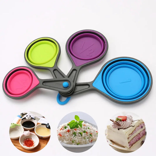 Silicone Folding Measuring Cup and Spoon Set (4 Pieces)