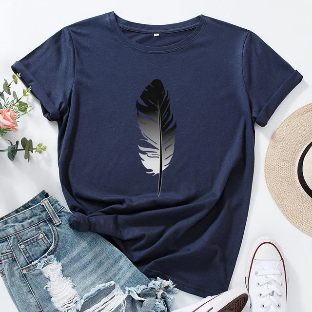Women's Loose Fit Cotton Printed Short Sleeve T-Shirt