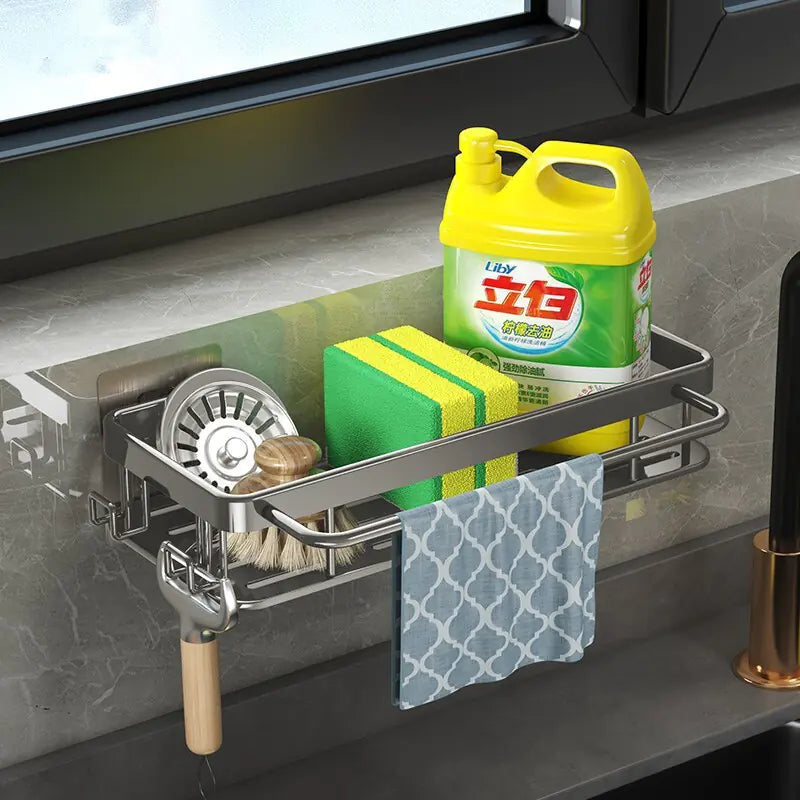Wall-Mounted Kitchen Storage Rack and Draining Basket