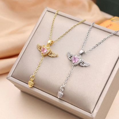 Elegant Cupid Angel Heart Necklace