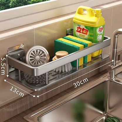 Wall-Mounted Kitchen Storage Rack and Draining Basket