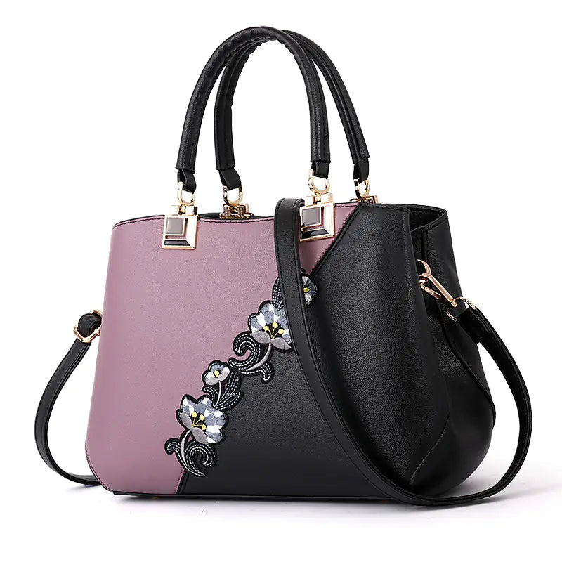 Fashionable Color-Block Women's Handbag and Shoulder Bag
