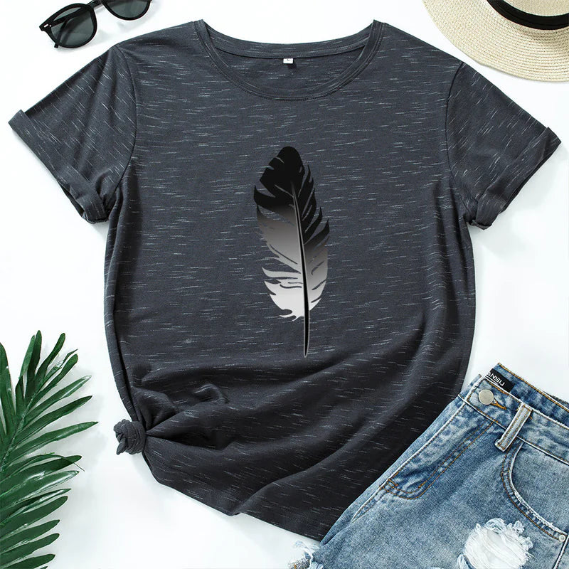 Women's Loose Fit Cotton Printed Short Sleeve T-Shirt