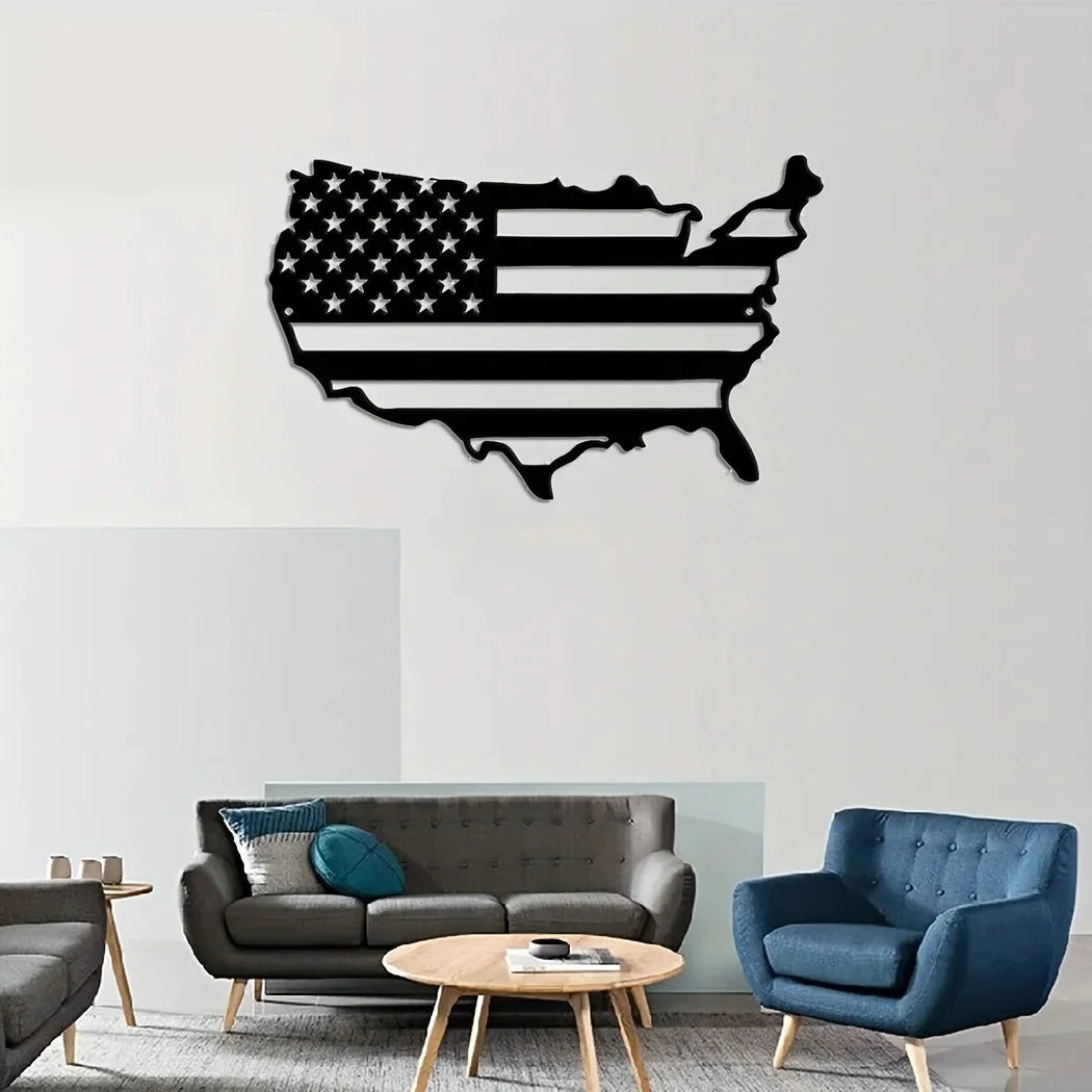 American Flag Map Metal Wall Decor