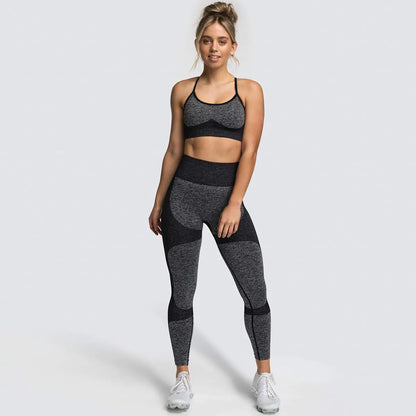 Women's Seamless Yoga Tank Top and Sports Bra Set