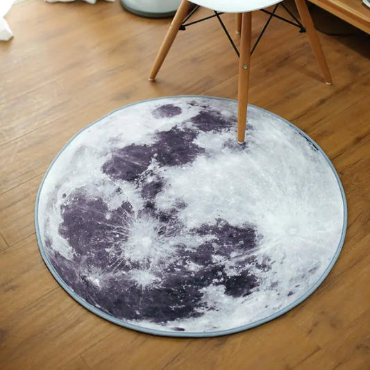 Moon,Earth Round Rug