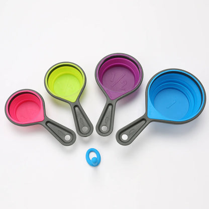 Silicone Folding Measuring Cup and Spoon Set (4 Pieces)