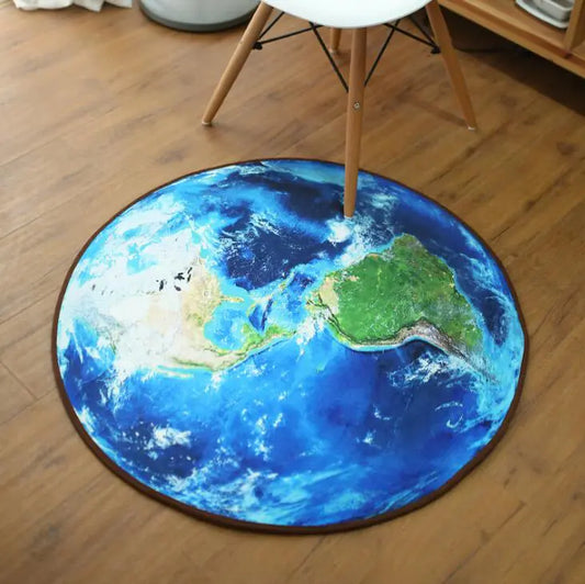 Moon,Earth Round Rug