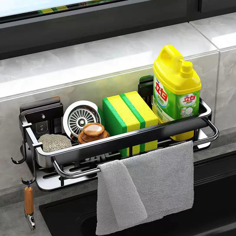 Wall-Mounted Kitchen Storage Rack and Draining Basket