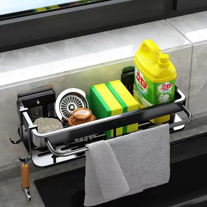 Wall-Mounted Kitchen Storage Rack and Draining Basket