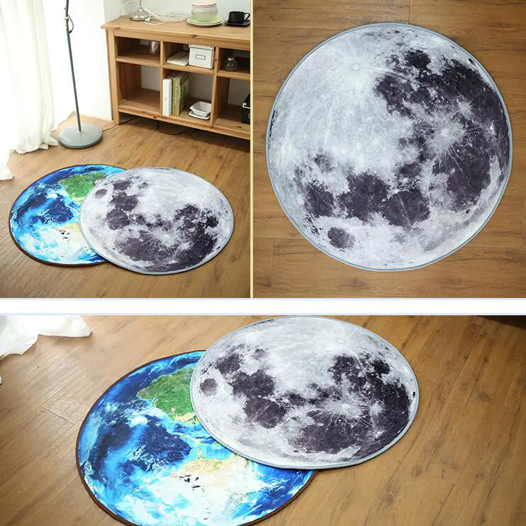 Moon,Earth Round Rug
