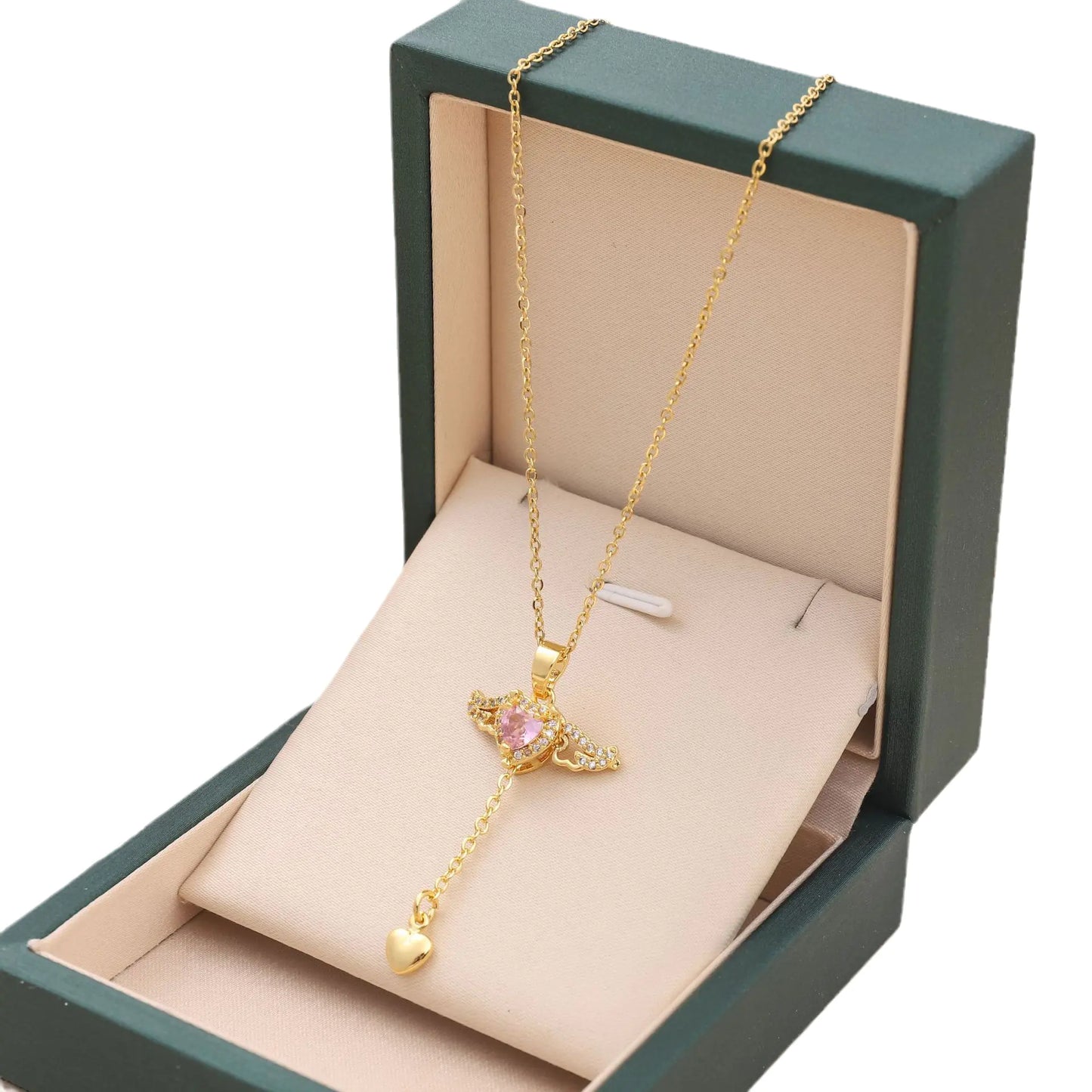 Elegant Cupid Angel Heart Necklace