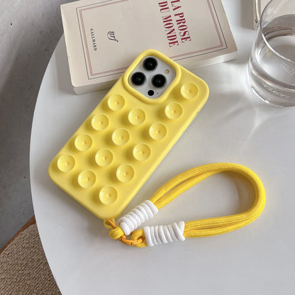 Simple Silicone Suction Cup Lanyard Phone Case for iPhone – Shockproof Protective Cover