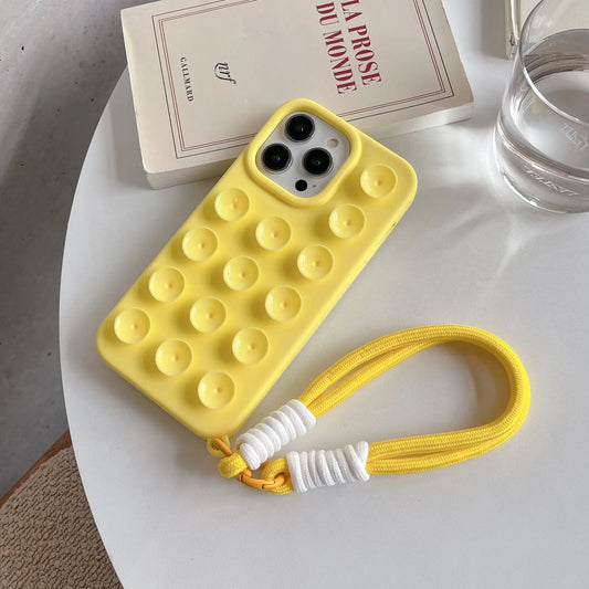 Simple Silicone Suction Cup Lanyard Phone Case for iPhone – Shockproof Protective Cover