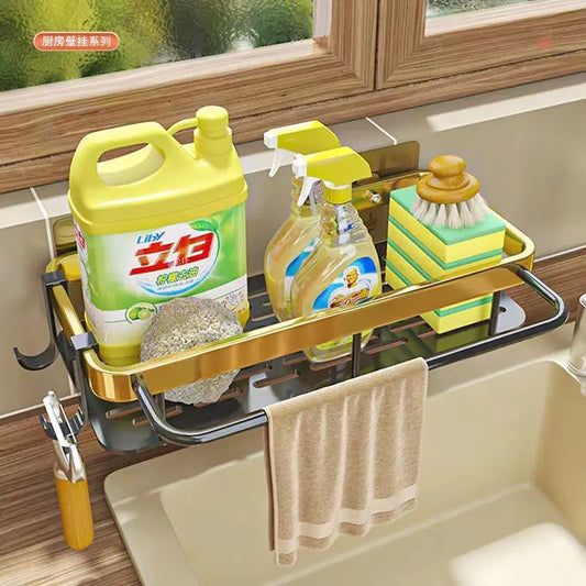 Wall-Mounted Kitchen Storage Rack and Draining Basket
