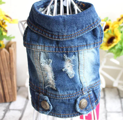 Ripped Denim Vest for Pets - Spring and Summer Wear