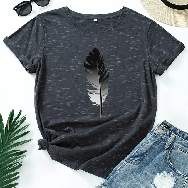 Women's Loose Fit Cotton Printed Short Sleeve T-Shirt