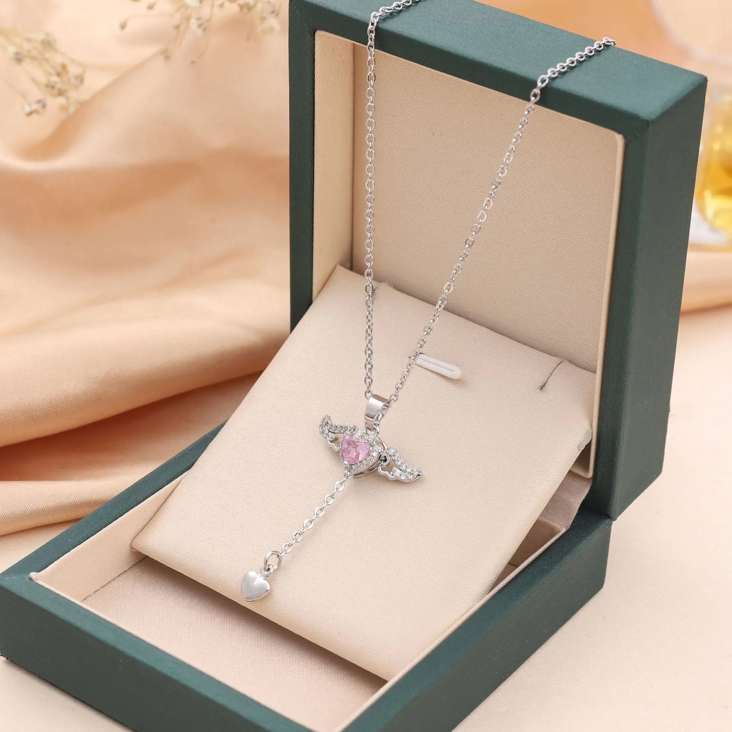 Elegant Cupid Angel Heart Necklace