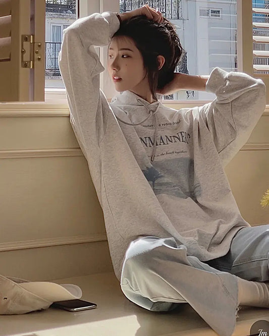 American Vintage Plus Size Hoodie with Letter Print