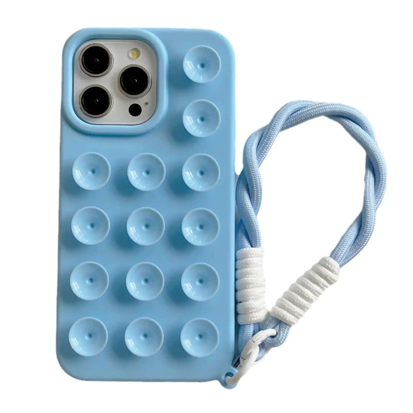 Simple Silicone Suction Cup Lanyard Phone Case for iPhone – Shockproof Protective Cover