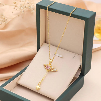 Elegant Cupid Angel Heart Necklace
