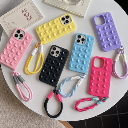 Simple Silicone Suction Cup Lanyard Phone Case for iPhone – Shockproof Protective Cover