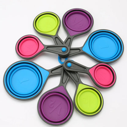 Silicone Folding Measuring Cup and Spoon Set (4 Pieces)