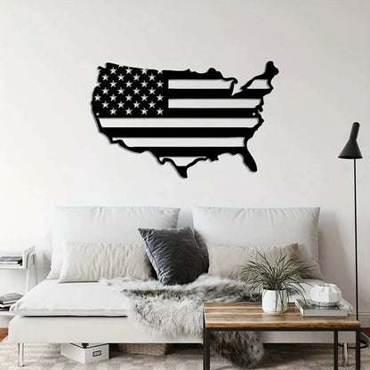 American Flag Map Metal Wall Decor