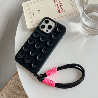 Simple Silicone Suction Cup Lanyard Phone Case for iPhone – Shockproof Protective Cover