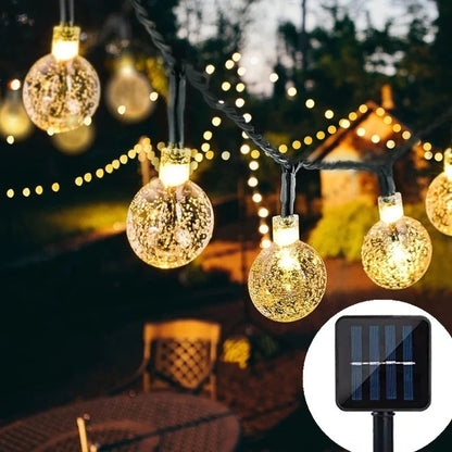 Solar Crystal Ball LED String Lights for Outdoors