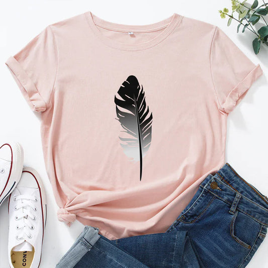 Women's Loose Fit Cotton Printed Short Sleeve T-Shirt